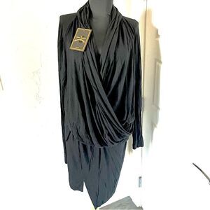 NWT vintage Vivienne Westwood Anglomania black asymmetrical hooded dress sz 46